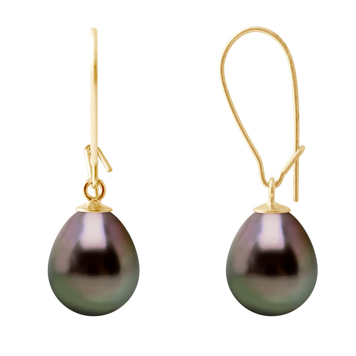 STELLA - Boucles d'Oreilles Perles de Tahiti 9-10 mm Or Jaune