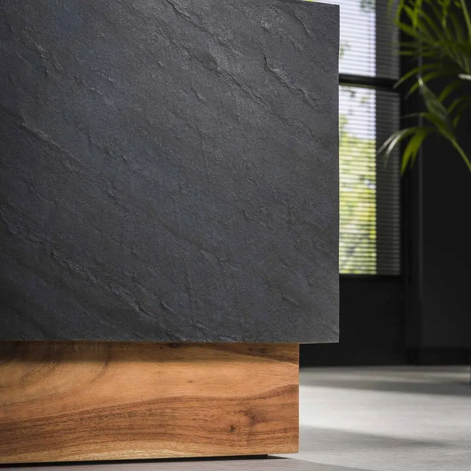 Salontafel Donkergrijs Leisteen - Set van 2 - 58x58x40cm - Blox