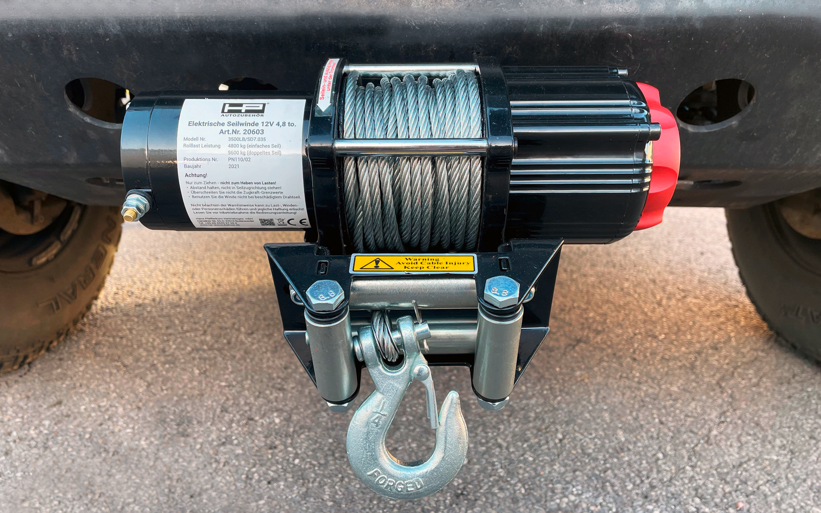 HP Autozubehör Motor-Seilwinde Profi Zugleistung 4800 kg