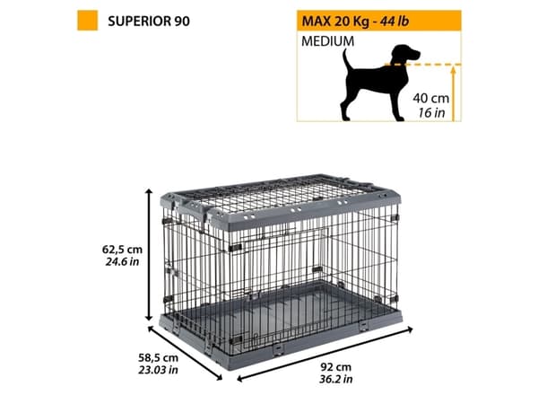 FERPLAST Superior 90 - Hundebur - 92 x 58,5 x 62,5 cm