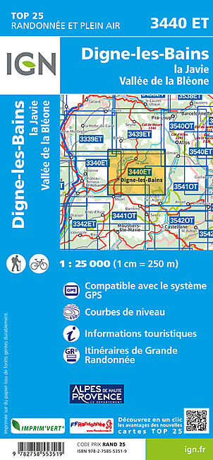 IGN - TOP25 3440ET DIGNE LES BAINS 1 25 000