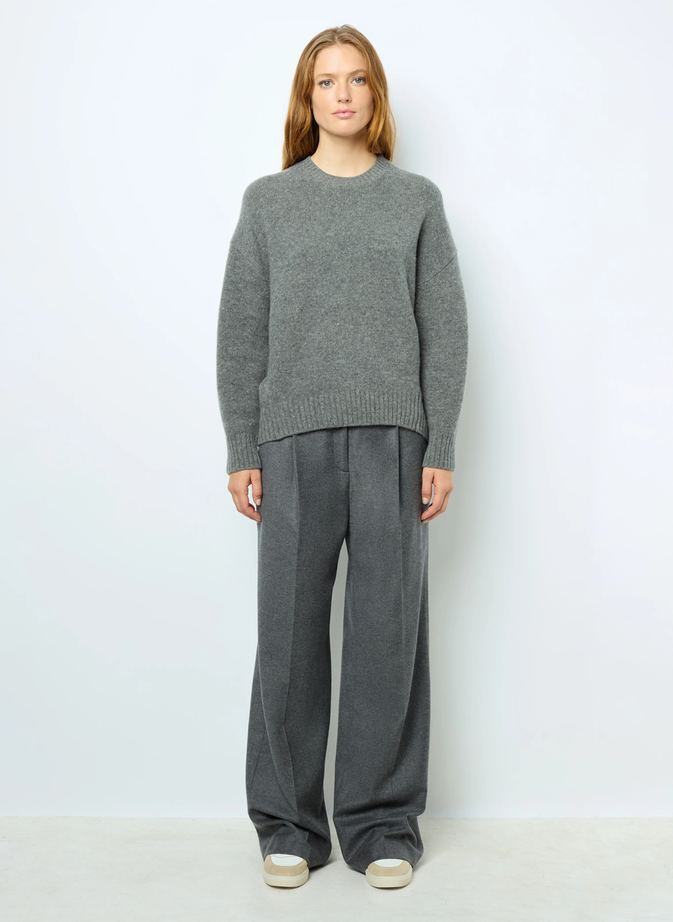 JEANNIC - Pull col rond en laine | Gris