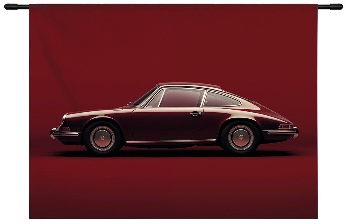 Wandkleed Vintage Porsche Red