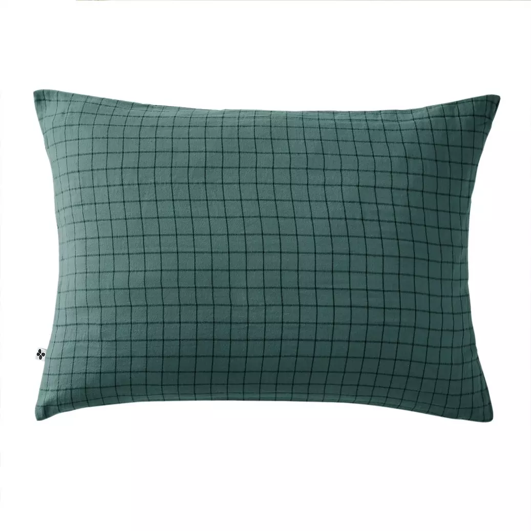 Taie d'oreiller rectangulaire gaze de coton (50 x 70 cm) Gaïa Mix Bleu canard