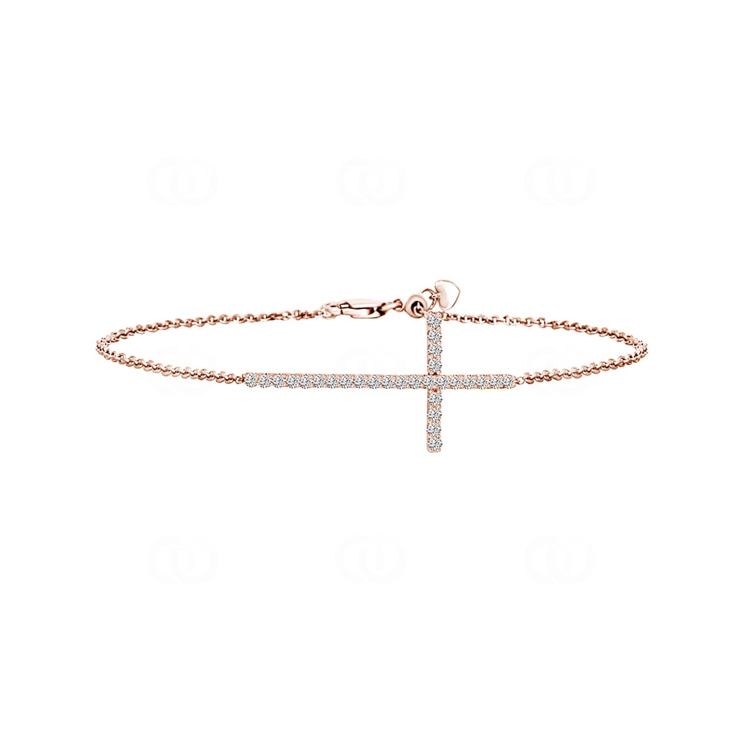 Armband 750/18 K Roségold Kreuz mit Brillanten 0.50 ct H/si