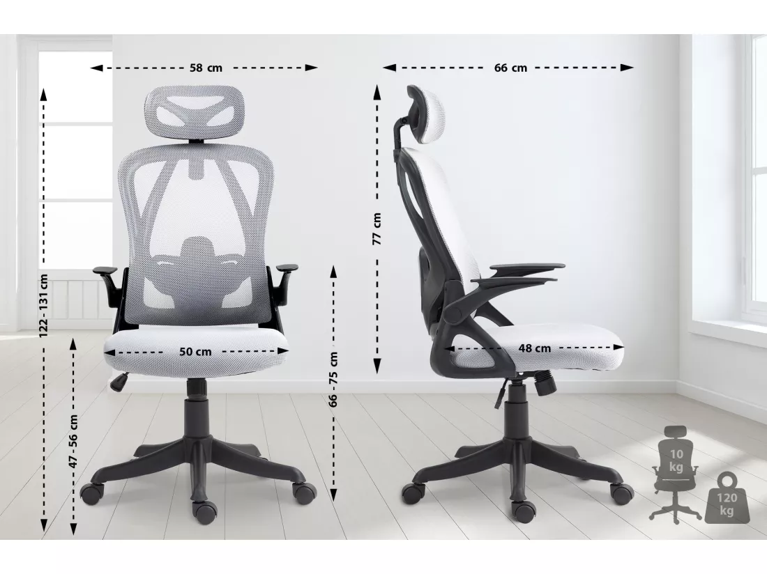 Chaise de bureau - Tissu & Plastique - Gris - Taos