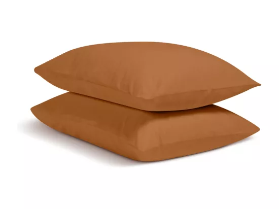 Lot de 2 Taies d'oreiller 100% Percale de coton - Terracotta - 65x65cm