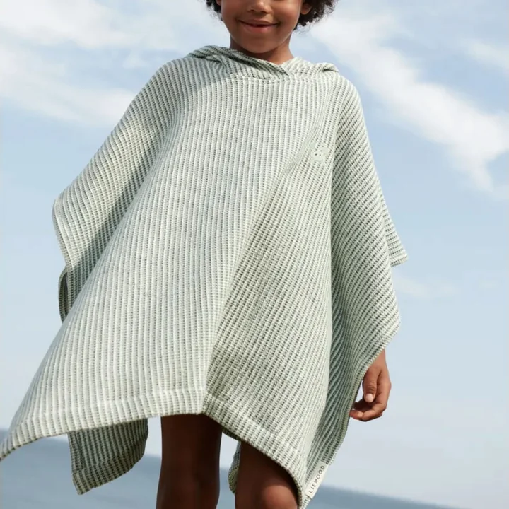 LIEWOOD - Paco Badeponcho, 1 - 2 Jahre, gestreift, crisp white / sandy