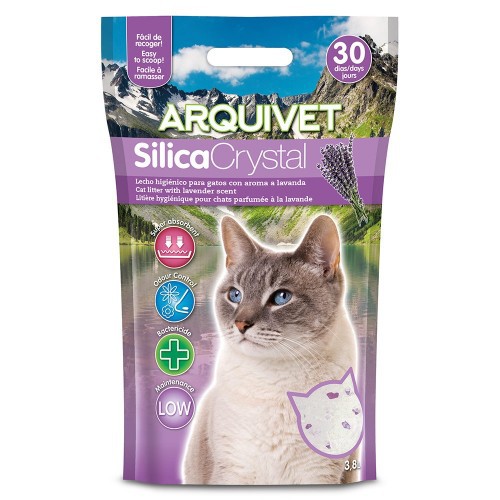 Cama de sílica cristalina lavanda para gatos
