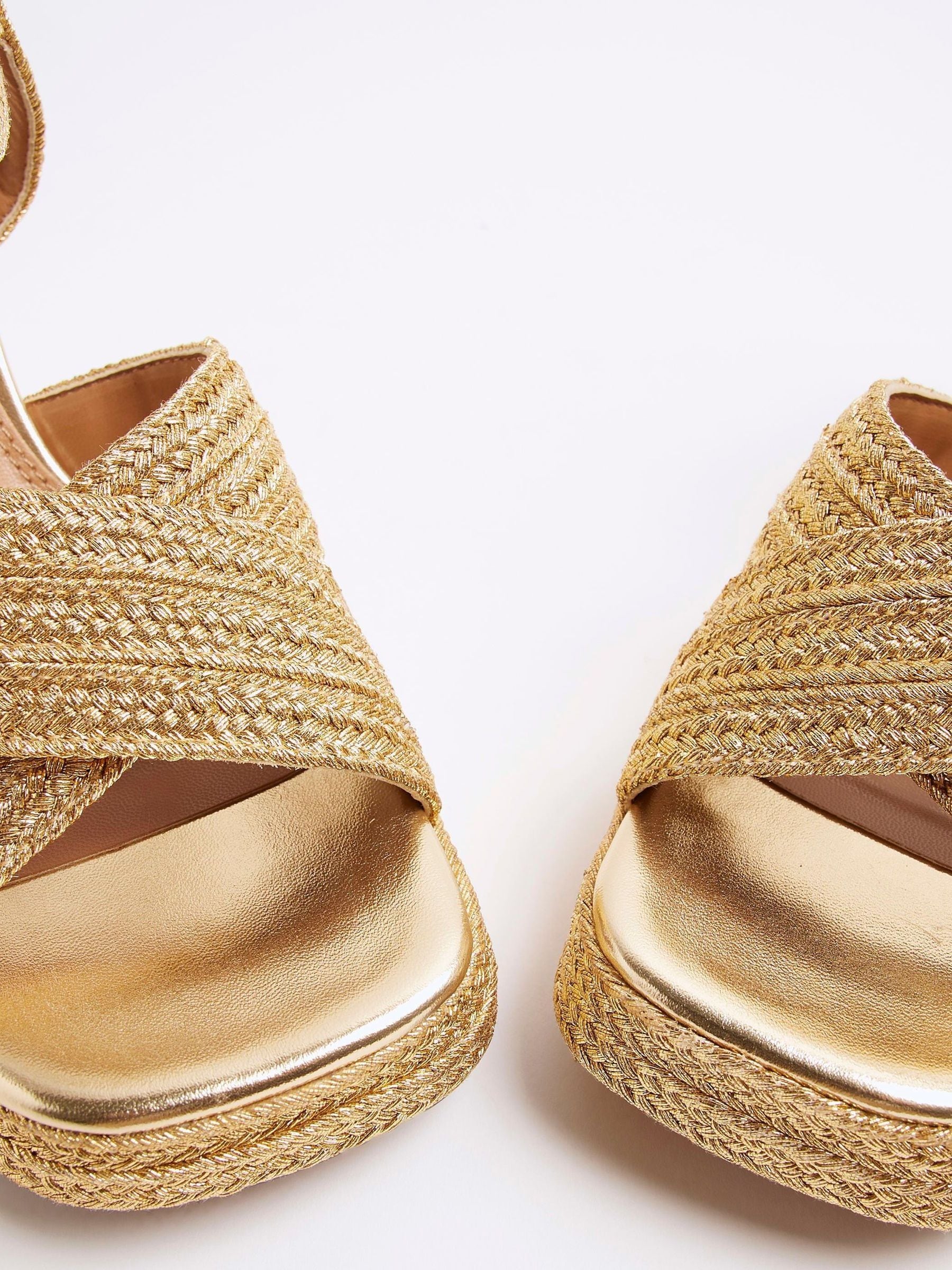 River Island Raffia Platform Heeled Sandals