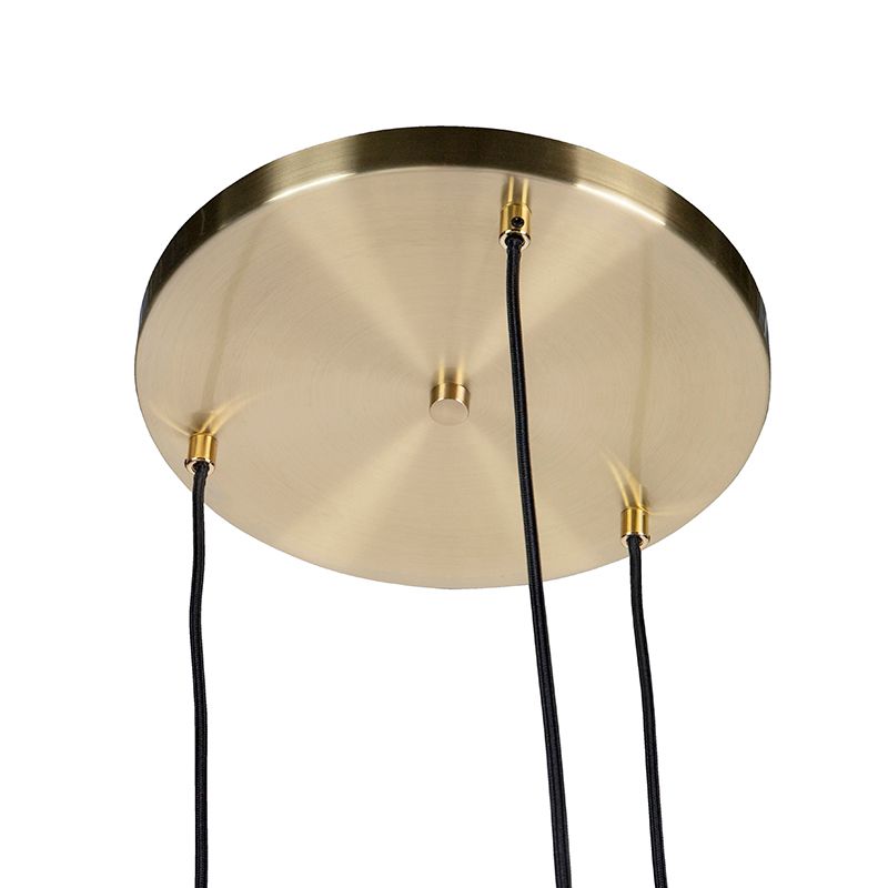 Art deco hanglamp messing met zwart glas 3-lichts - Pallon