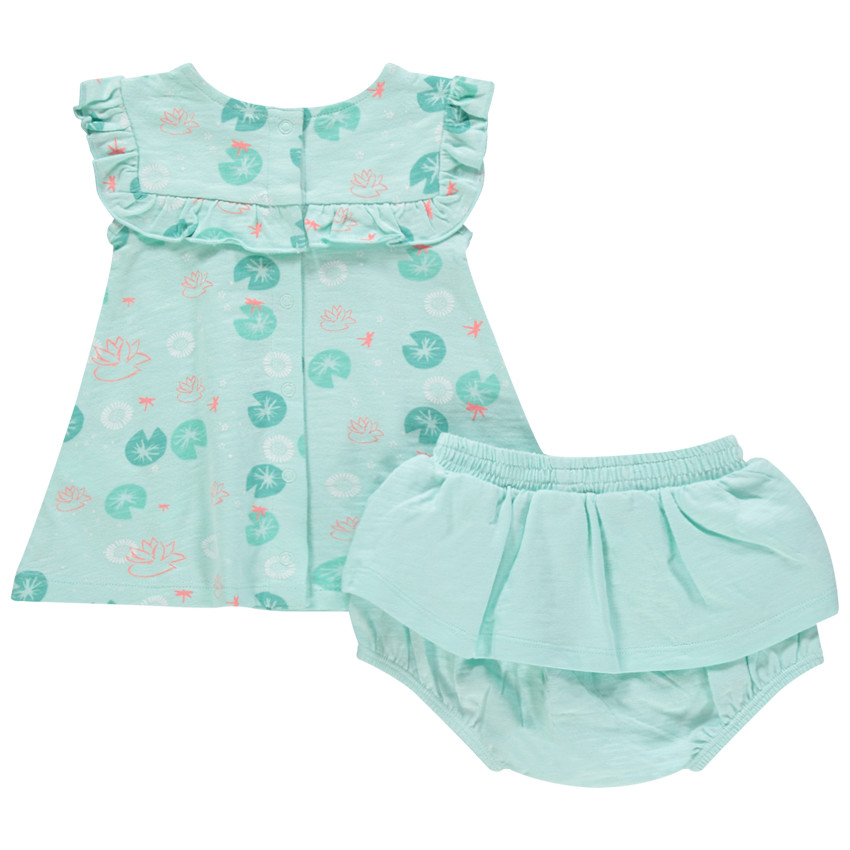 Ensemble avec tunique imprimée nénuphars et bloomer