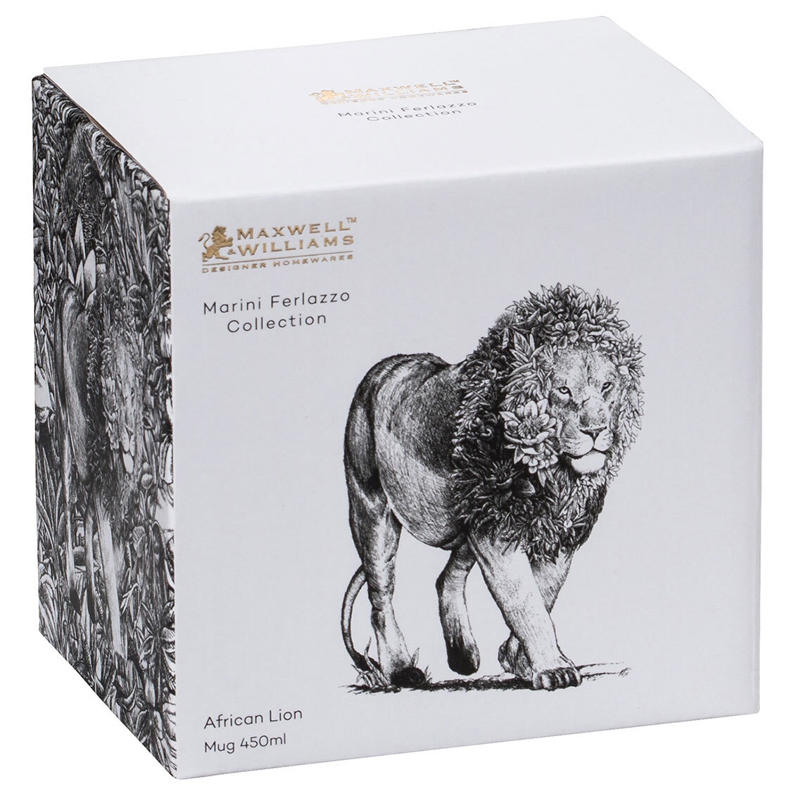 MAXWELL & WILLIAMS Henkelbecher AFRICAN LION 450 ml Keramik weiß