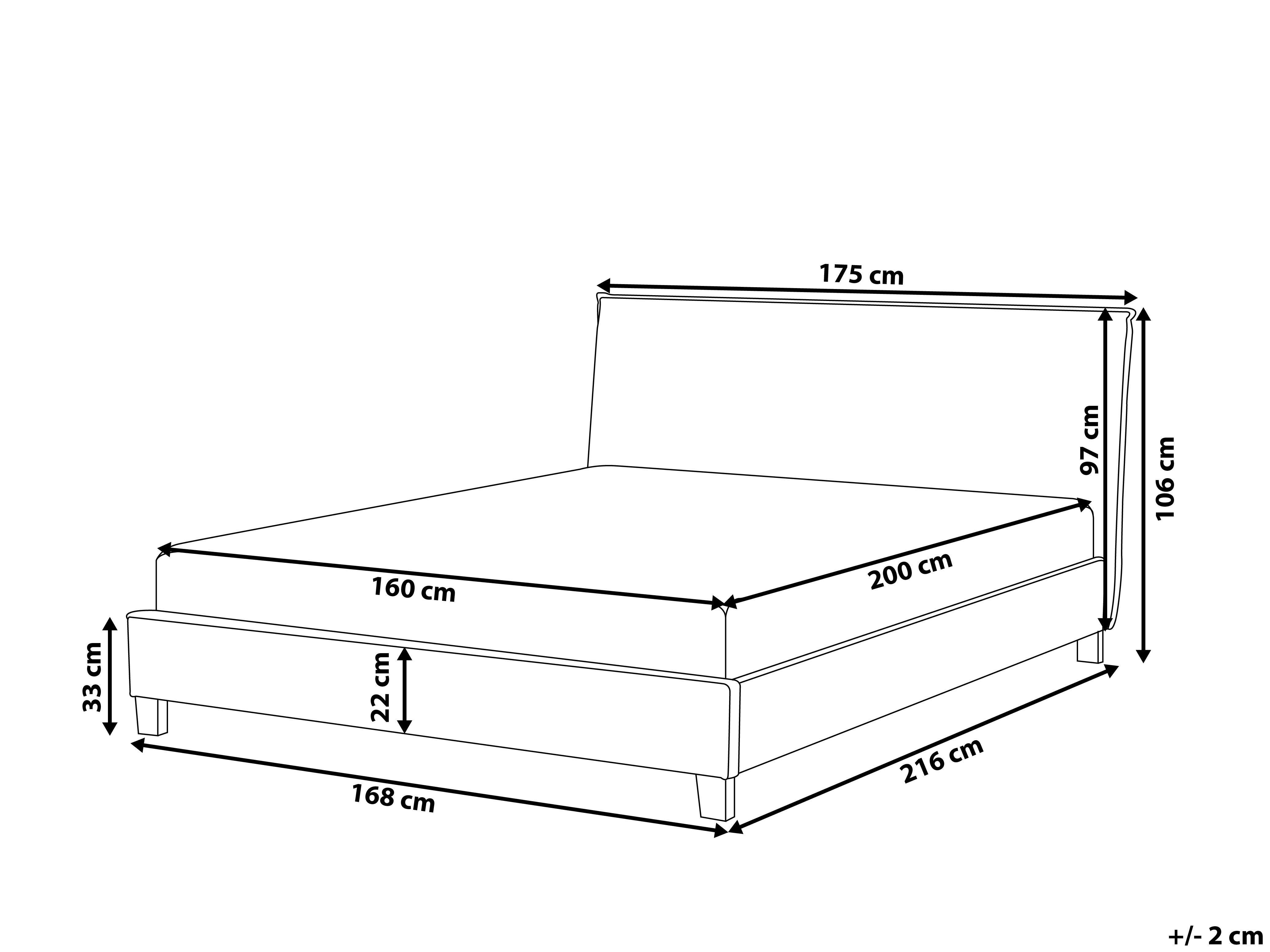 Bed Stof SENNEZ 160 x 200 cm Lichtgrijs