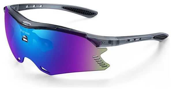 Lunettes de Soleil UV400 AntiUV CoupeVent - Grise / Verres Bleus