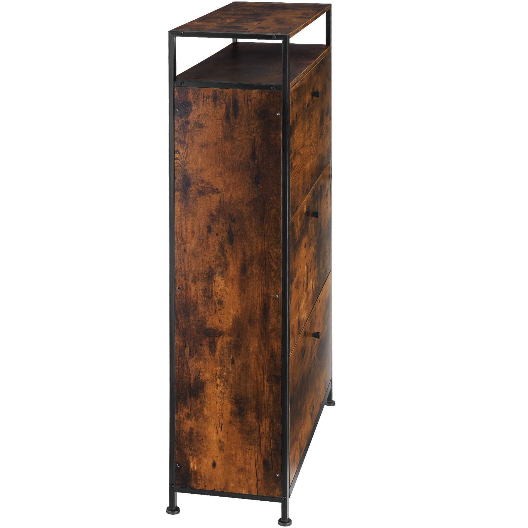 tectake® Schuhschrank, Industrial Style, mit 3 Klappen, inklusive Kippschutz, 81 x 32 x 130 cm