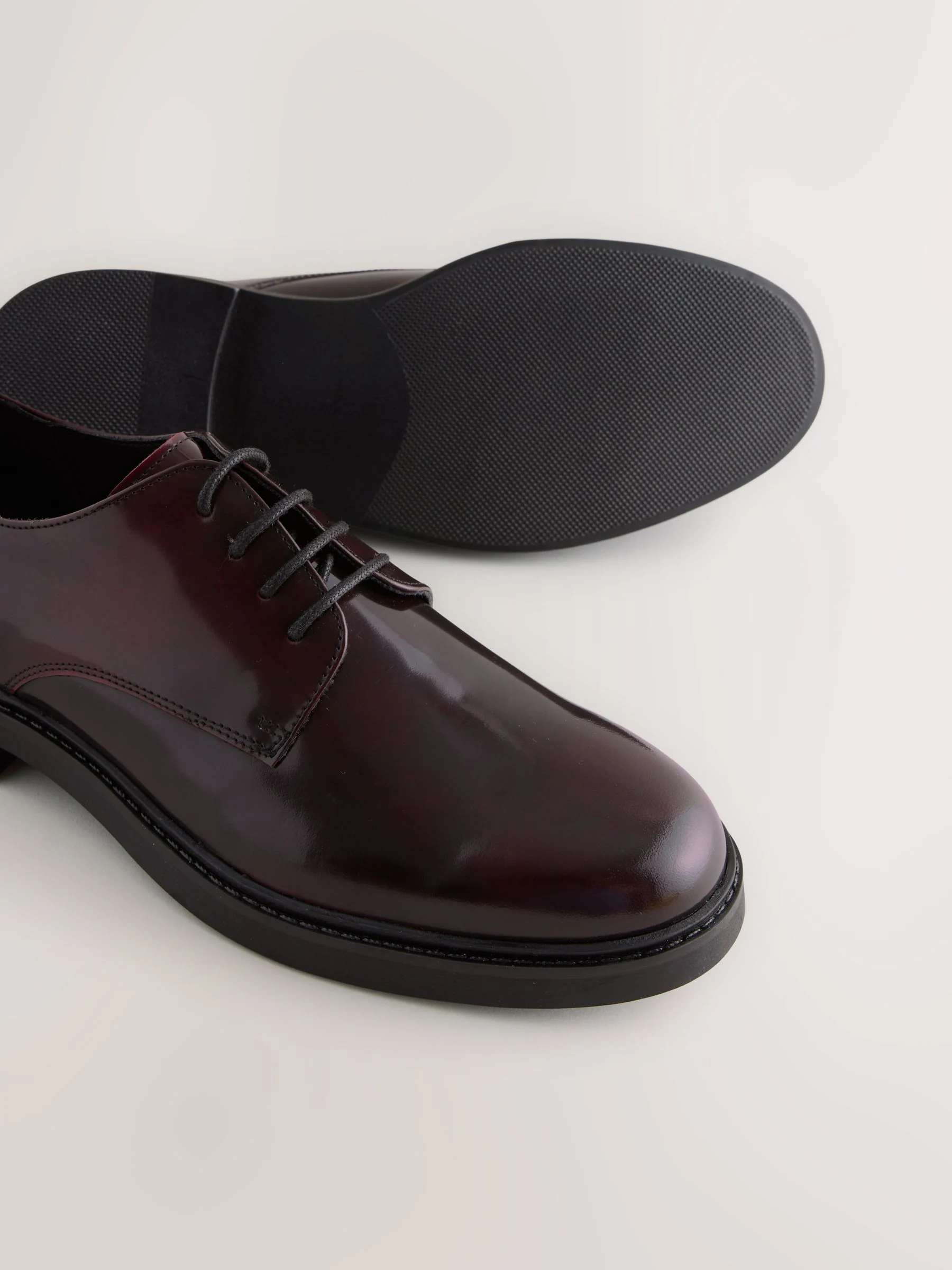 Bordeauxrood - Hi-Shine Leather Derby Shoes