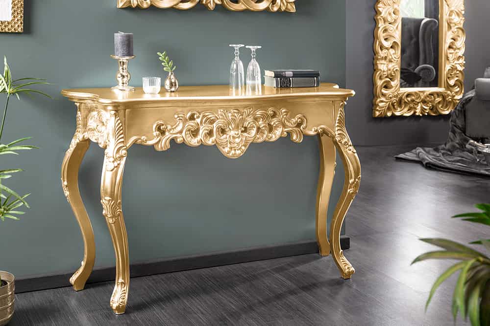 Elegante Konsole VENICE 110cm gold Barock Design Anrichte handgearbeitet