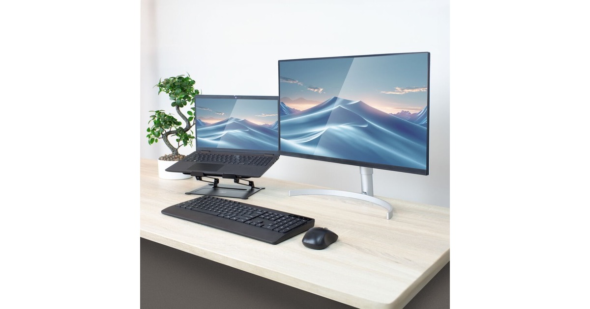 ACT ConnectivityLaptopstandaard, aluminium, inklapbaar, traploos in hoogte verstelbaar  (Zwart)