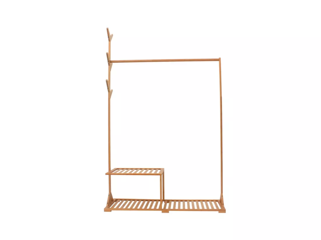 Porte-manteau, étagère à chaussures en bambou avec étagère 169x107x40cm O91