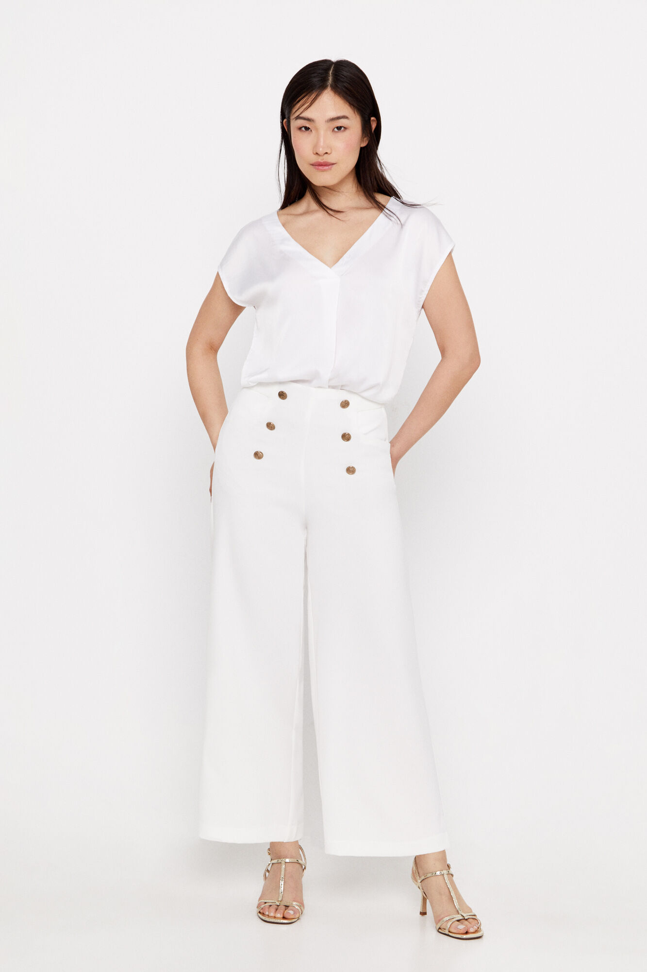 Top com costura combinada - Branco