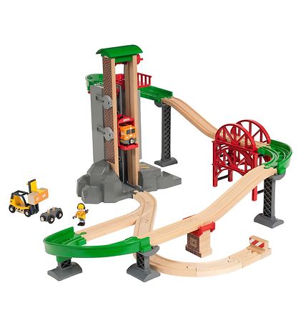 BRIO WoRød Togbane m. Lagerbygning - 32 dele - L?ft & L?s 33887