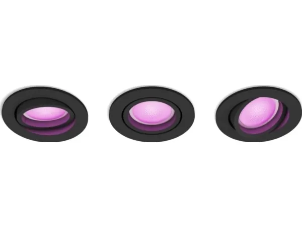 Philips Hue White and Color Ambiance Centura - Indlejret spotlys - LED-spot lyspære - GU10 - 5.7 W - 16 millioner farver/varmt hvidt til koldt hvidt lys - 2000-6500 K - sort (pakke med 3)