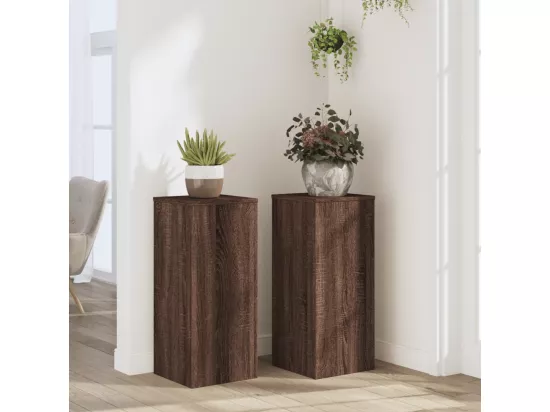 Supports pour plantes 2 pcs chêne marron bois d'ingénierie