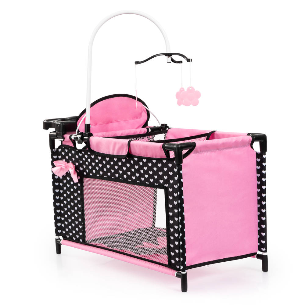 Poppenbed multifunctioneel - zwart/roze