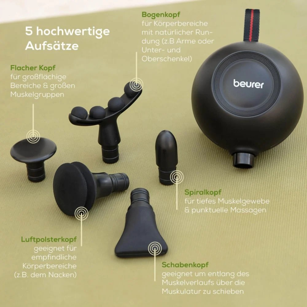 MG 101 Muskelmassagegerät Massage Gun SensorBoost Elektronische Muskelmassagepistole mit 5 Aufsätzen (10435) - Schwarz