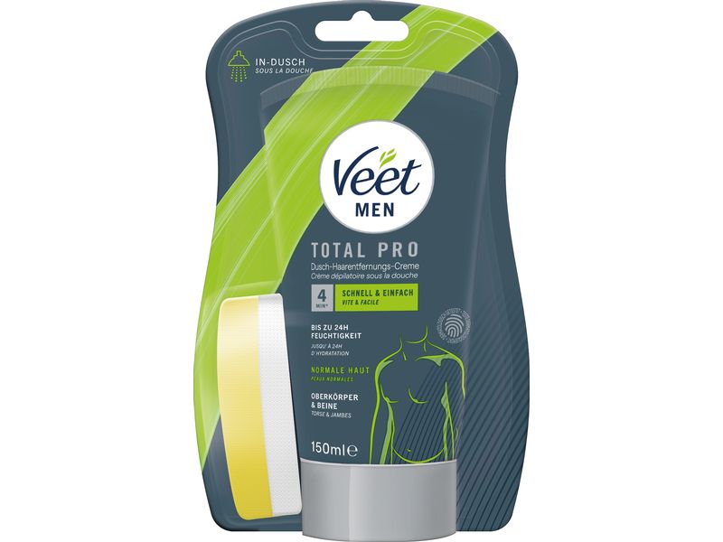 Veet MEN Enthaarungscrème In-Shower Men 150 ml Schnell wirkende Haarentfernungscrème zur Anwendung in der Dusche