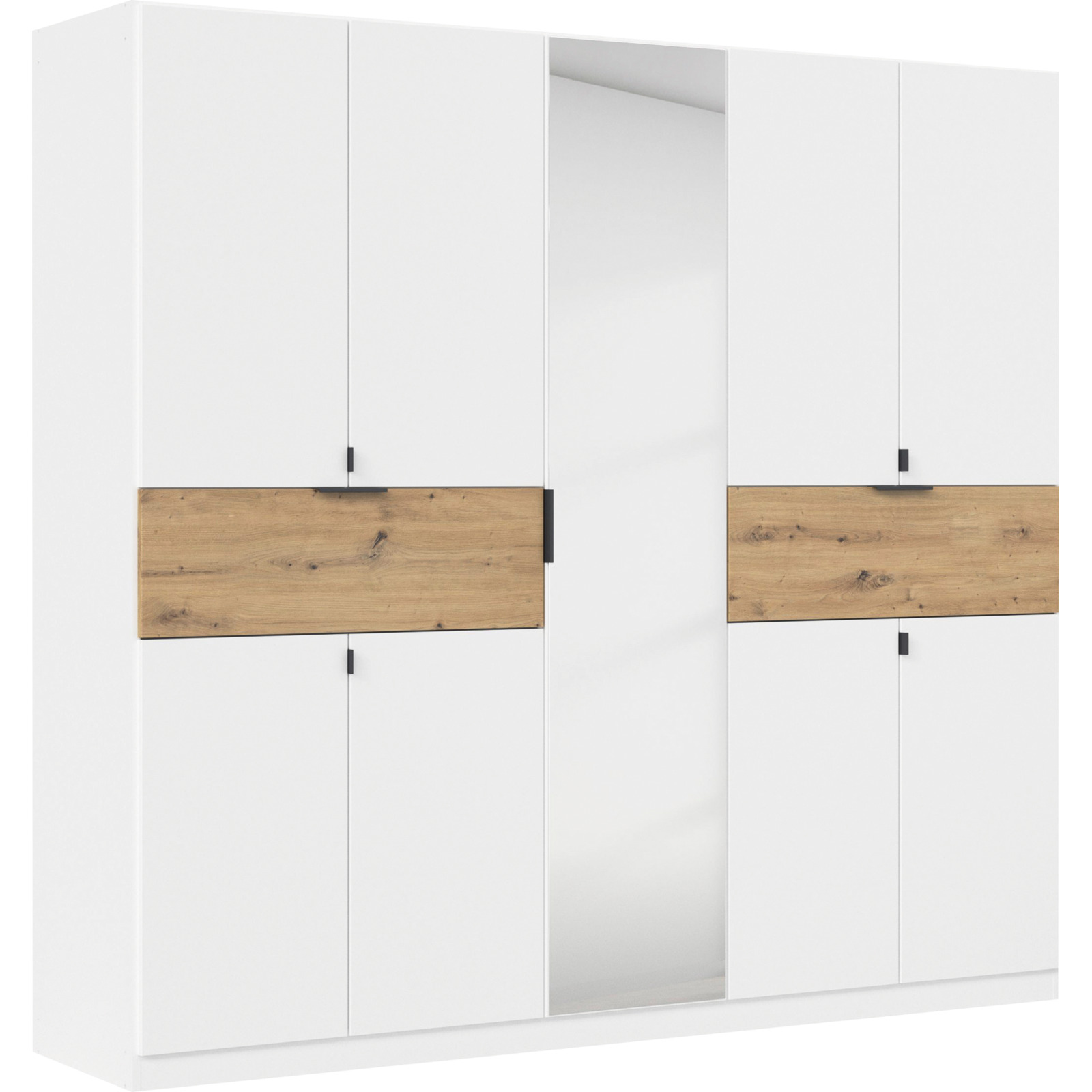 Drehtürenschrank Ticao, Dekor, 226 x 210 x 54 cm, mit Spiegel