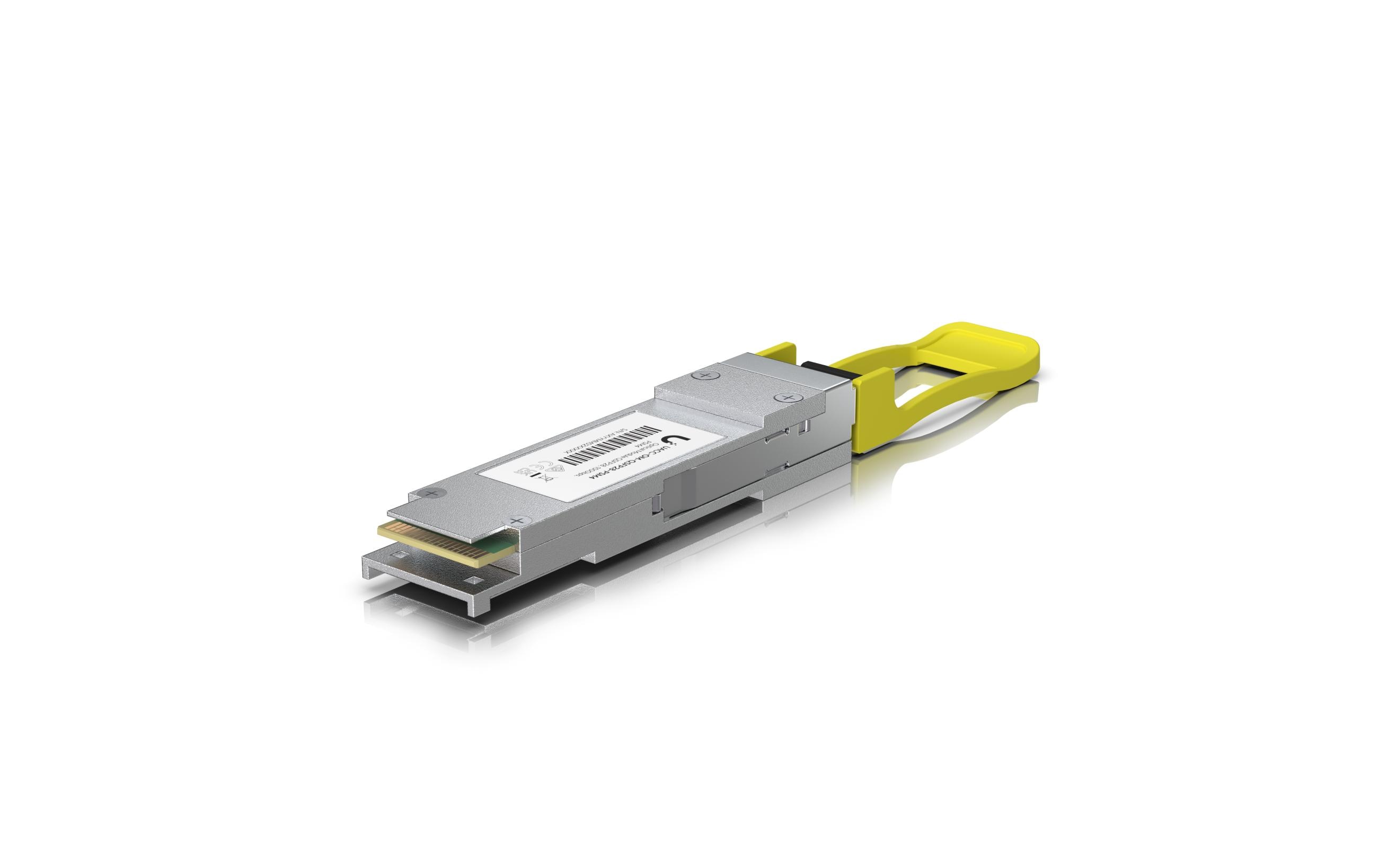 QSFP28 Modul UACC-OM-QSFP28-PSM4 ,100G<br>QSFP28-Transceiver, der 100G-Verbindungen bis zu 2 km unter Verwendung von Singlemode-Glasfaser mit einem MPO-12 APC-Stecker unterstützt