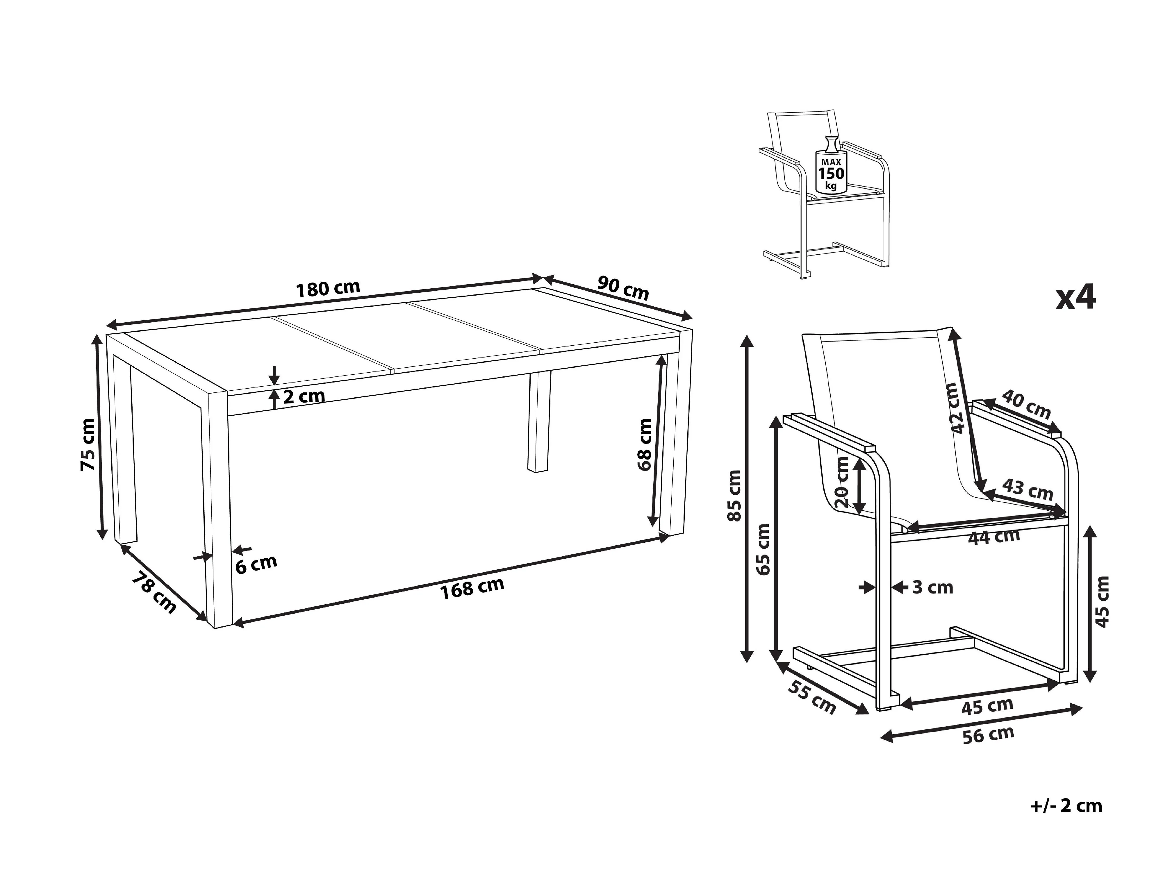 Tuinset 4-zits COSOLETO Veiligheidsglas Wit