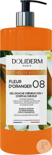 Doliderm Gel Douche 2en1 Corps Et Cheveux Fleur D'Oranger 08 Flacon Pompe 1l