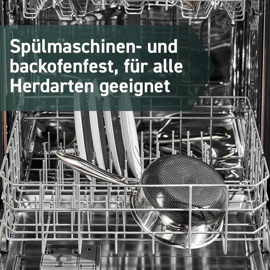 HexClad Hybrid-Antihaft-Kochtopf mit Deckel aus gehärtetem Glas, kühlbleibender Griff, spülmaschinenfest, induktionsgeeignet, kompatibel mit allen Herdarten