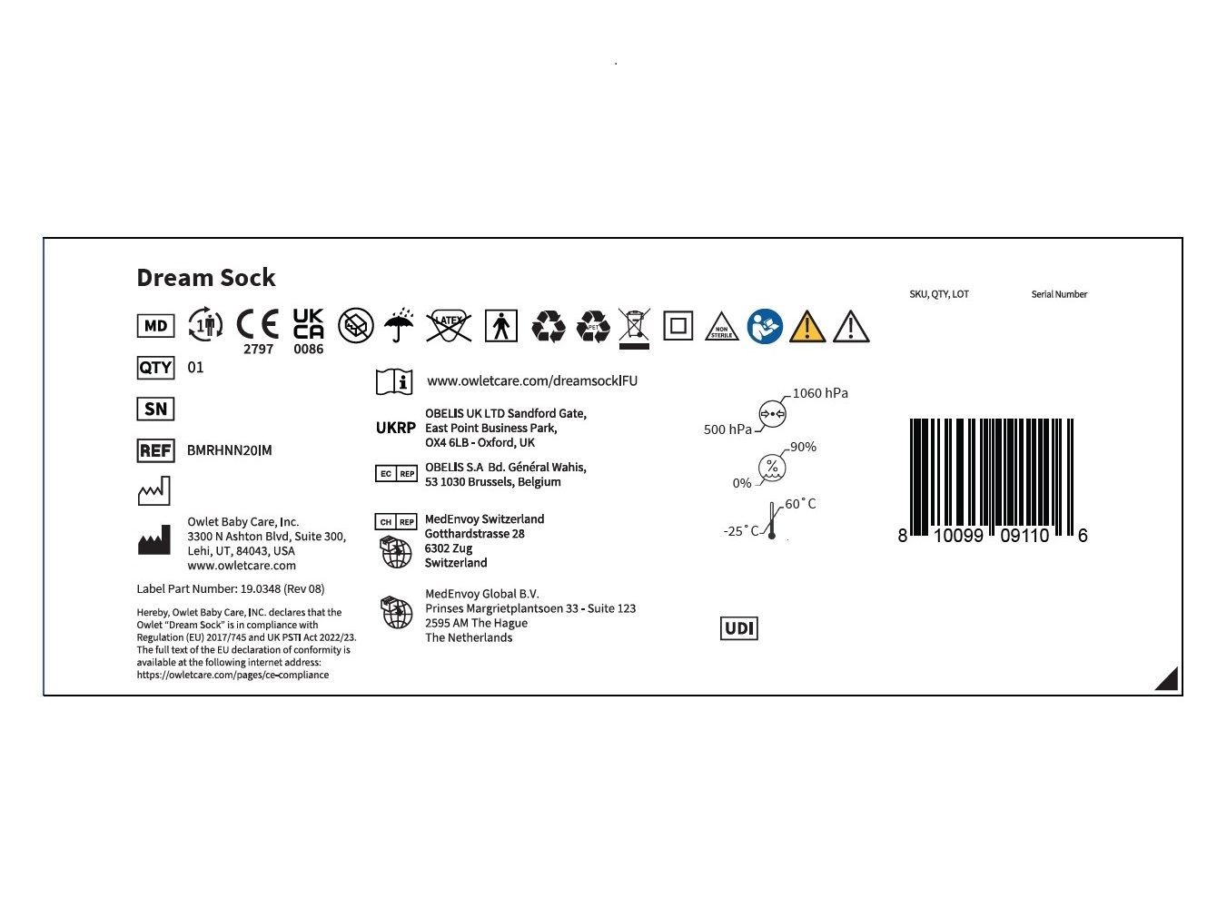 Owlet Dream Sock - Medizinisch zertifiziertes Pulsoximeter