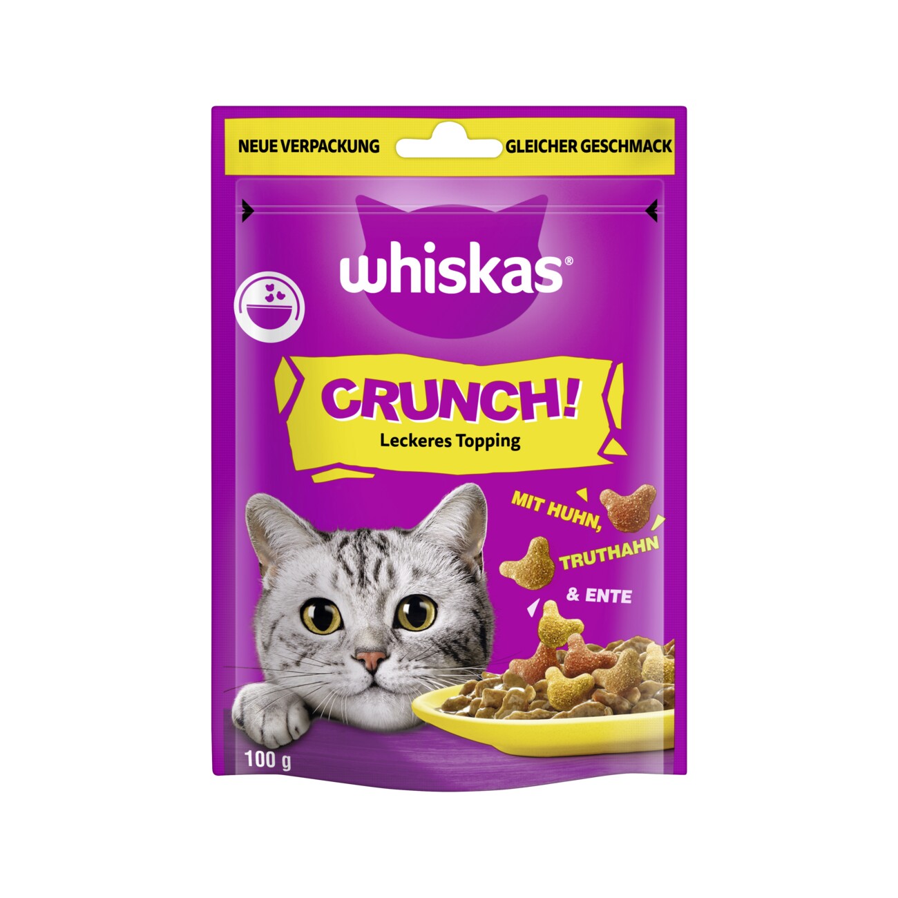 Whiskas Snacks, Crunch, Huhn, Truthahn & Ente 6x100 g
