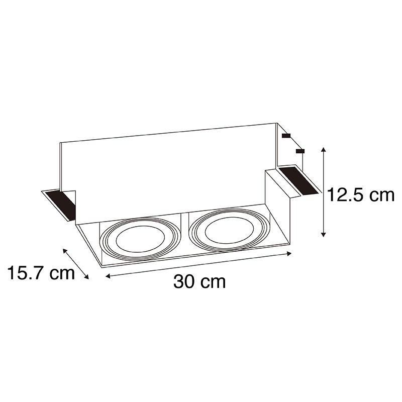 Smart inbouwspot zwart trimless 2-lichts incl. 2 Wifi GU10 111mm- Oneon