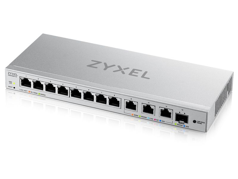 Zyxel Switch XGS1250-12 v2 12 Port Flexible Multi-Gigabit Netzwerkerweiterung für kleine Büros und Heimnetzwerke, mit 10G Uplink und benutzerfreundlichem Web-Management