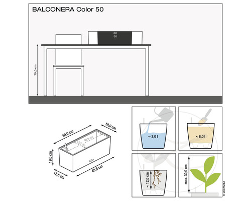 Bloembak Lechuza Balconera Kleur 50 koraalrood