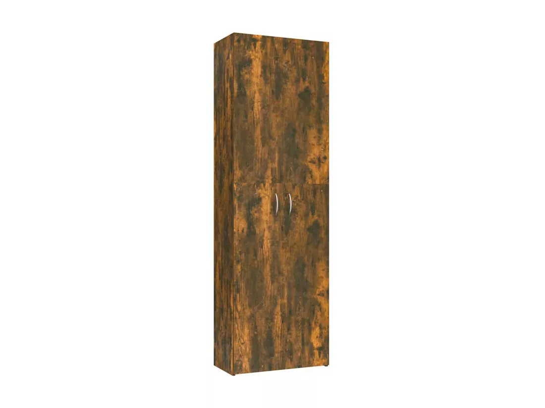 Armoire de bureau Chêne fumé 60x32x190 cm Bois d'ingénierie