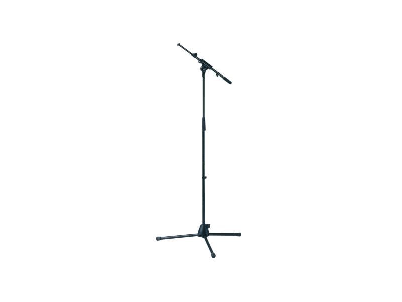 K&M Bodenstativ 27195 Mikrofonstativ mit ausziehbarem Schwenkarm, schwarz