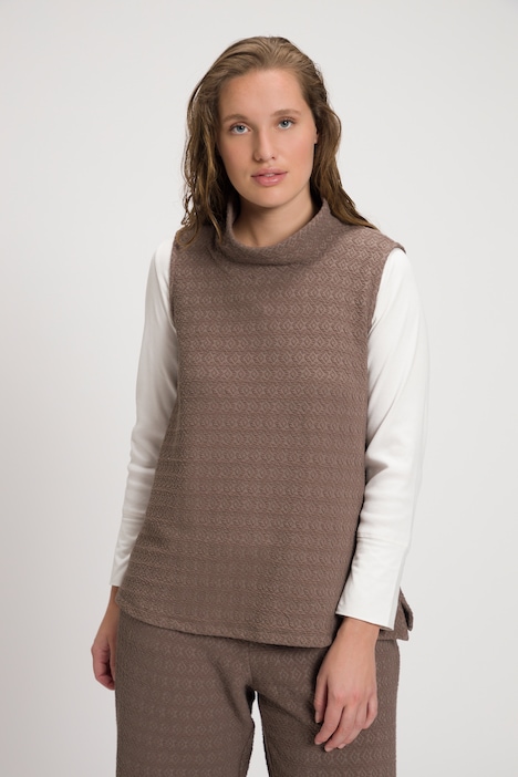 Sweattop, 3D-Struktur, Stehragen, ärmellos, Biobaumwolle