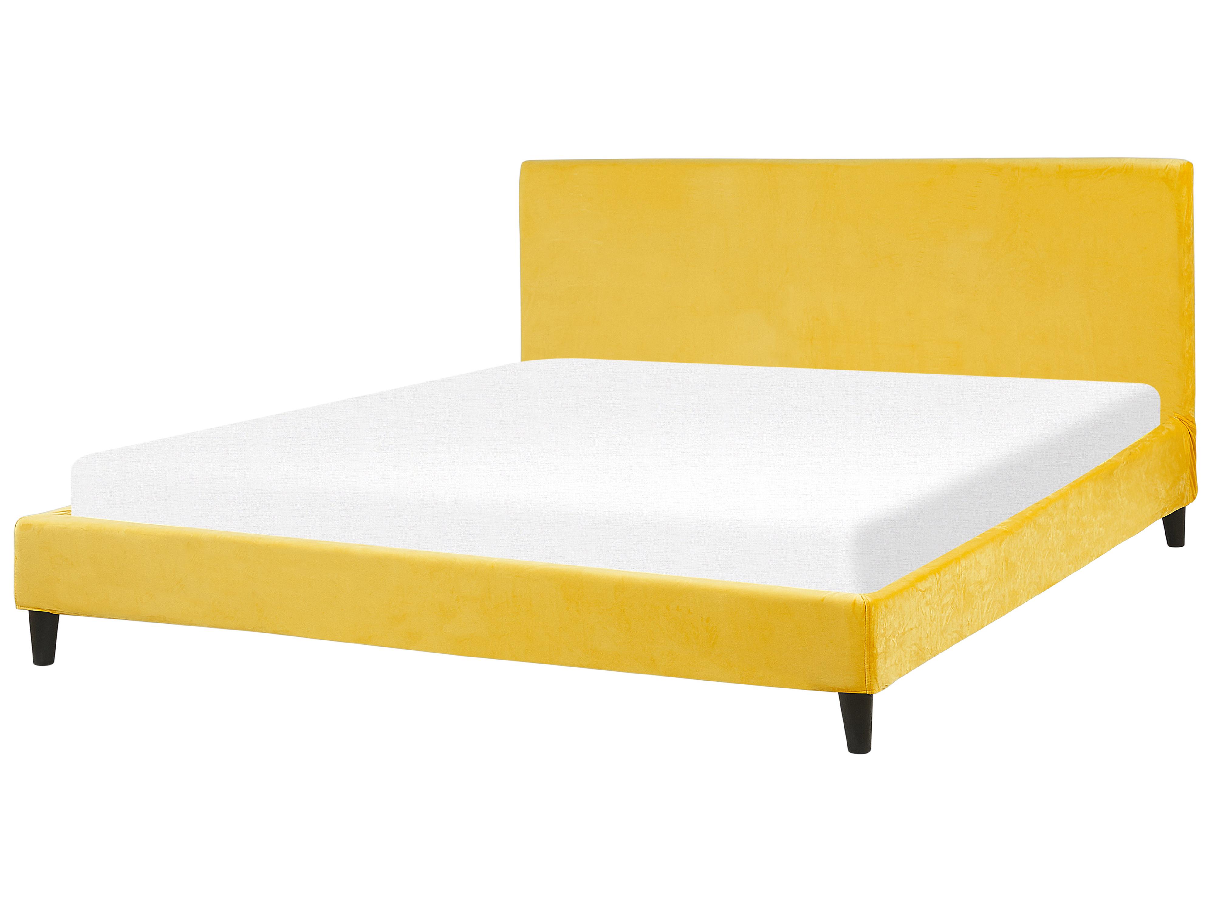 Bed Fluweel FITOU 180 x 200 cm Geel