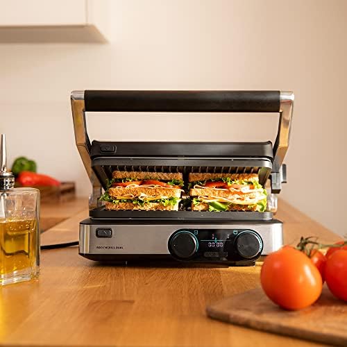 Cecotec Grill électrique Rock’nGrill Smart. Système de réglage de la puissance, du temps et de la température de 2000 W, ouverture à 180 °, plaques amovibles allant au lave vaisselle : Cuisine et Maison