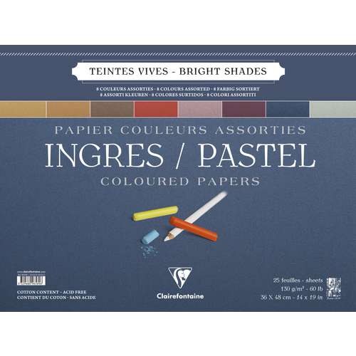 Clairefontaine Ingres-Pastellblock, Doppelspirale 8-farbig