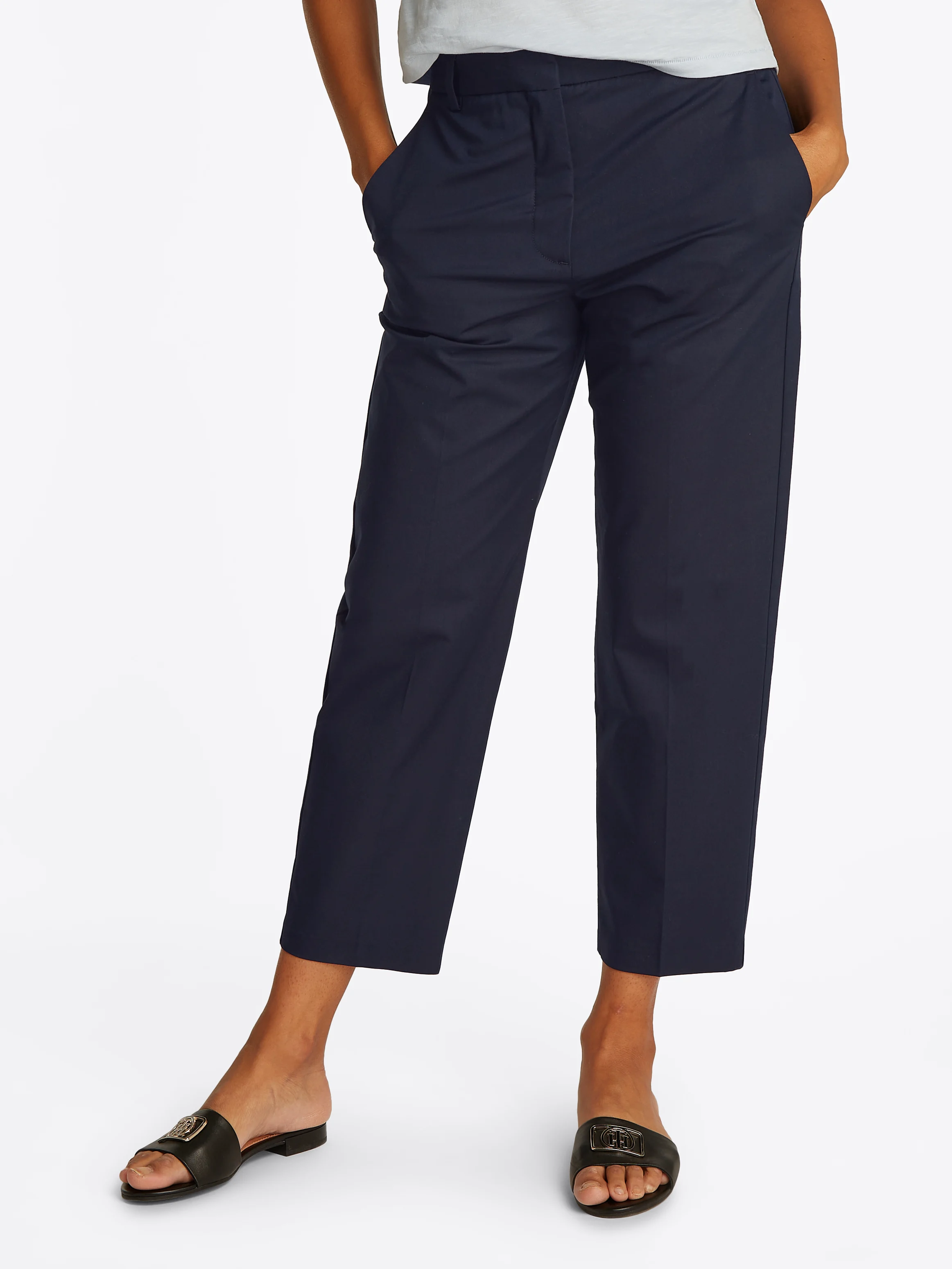 Pantalon chino slim en coton bio mélangé | Bleu