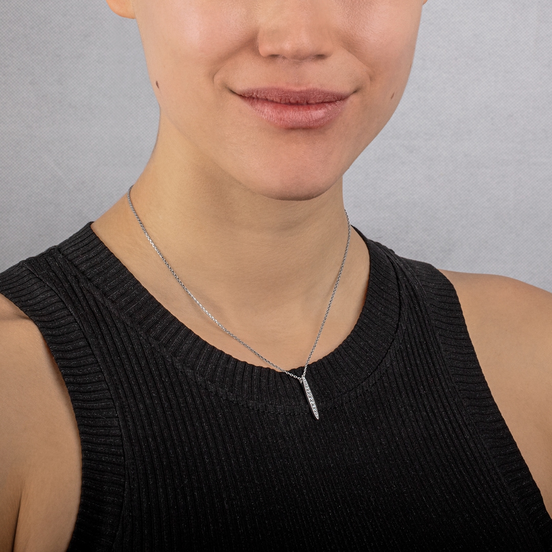 Collier mit Anhänger 925 Silber rhodiniert mit Zirkonia 43cm