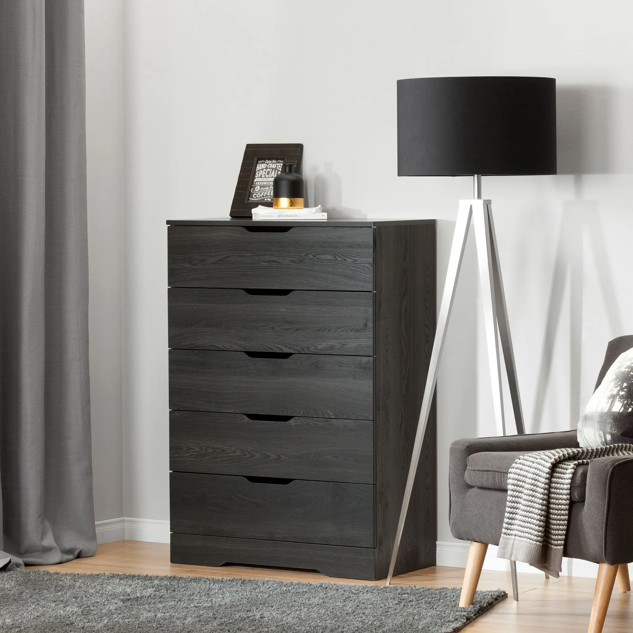 South Shore Commode 5 Tiroirs - Holland Chêne Gris